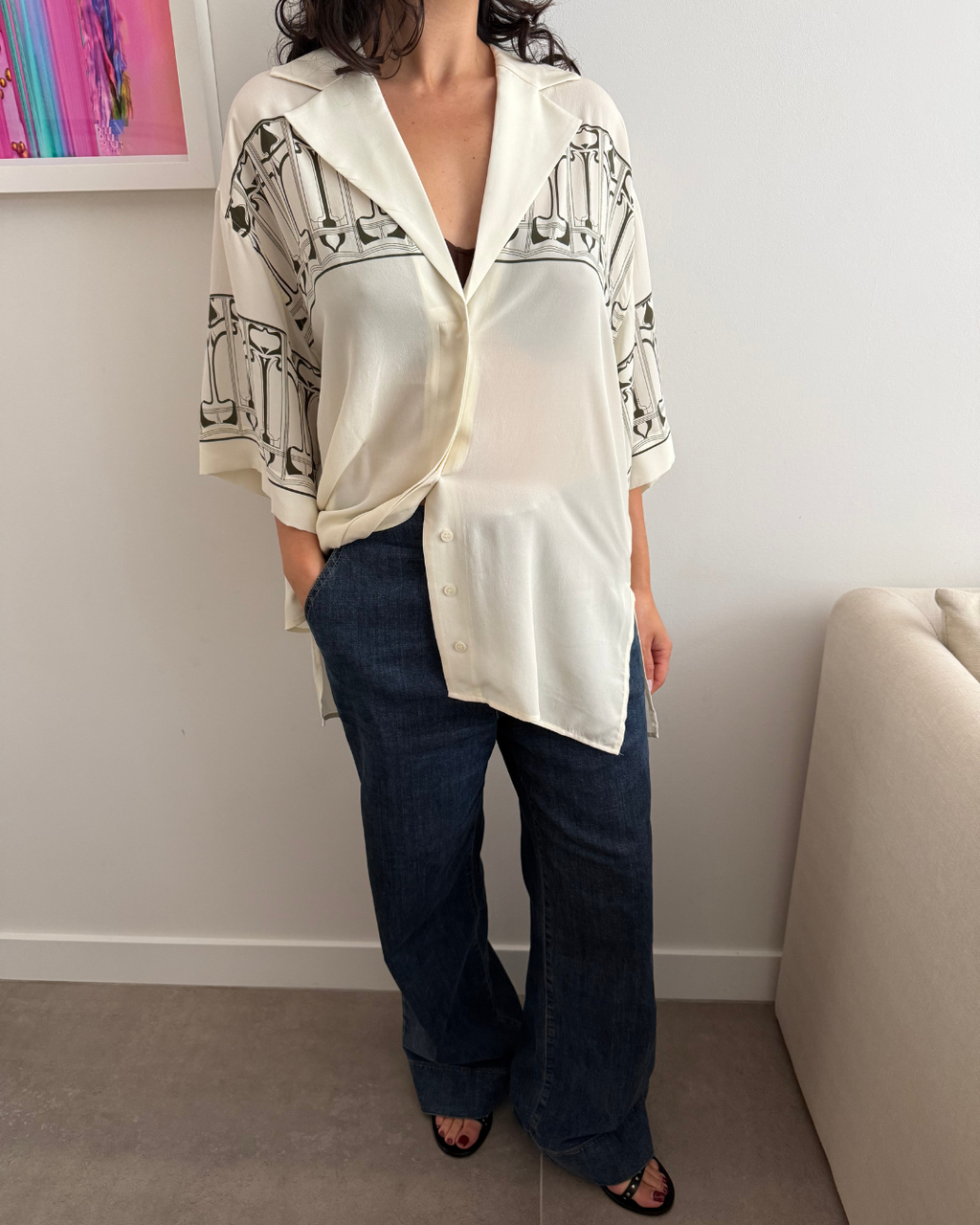 Camilla & Marc Johnston Place Print SS Shirt - Size 6