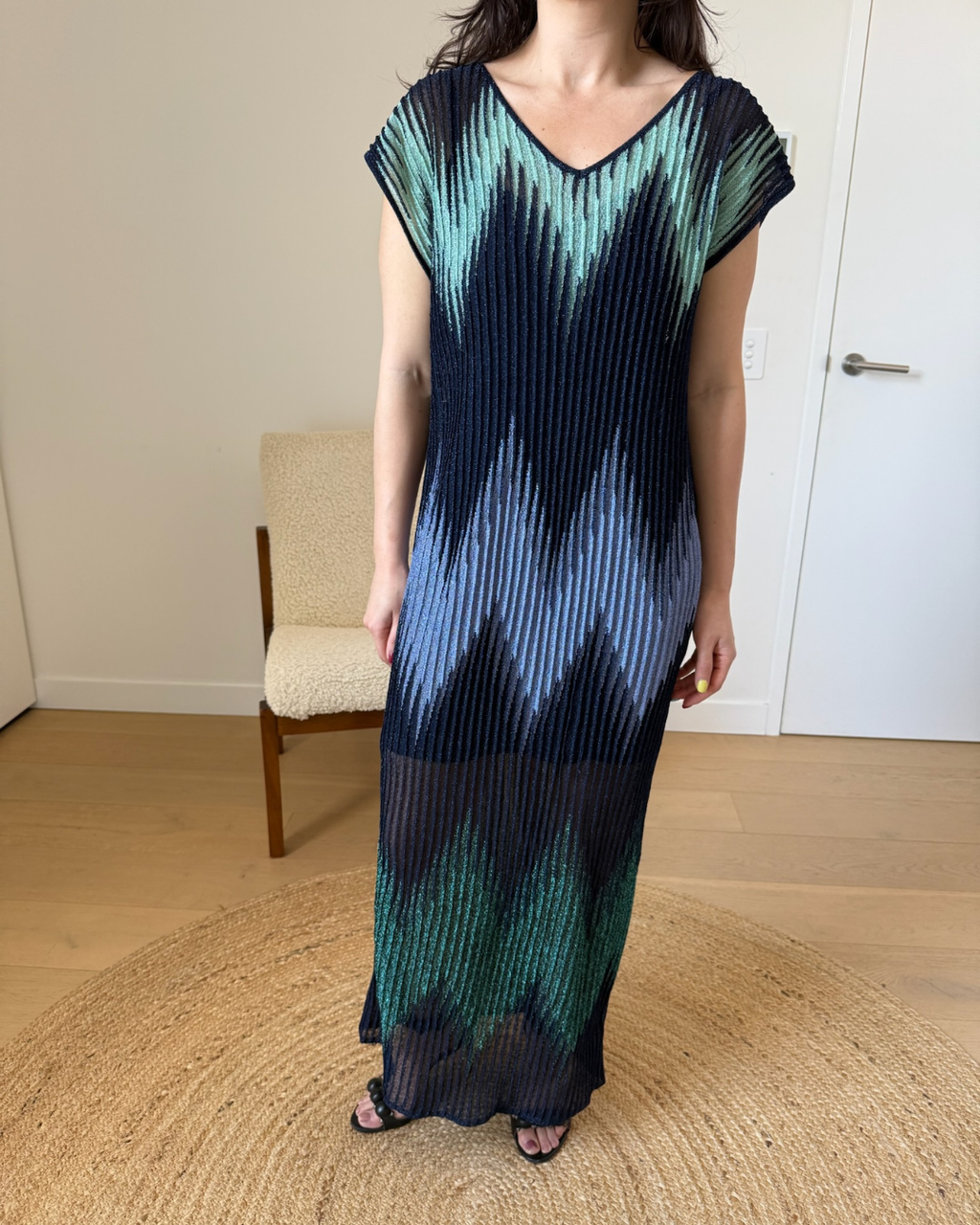 Missoni Zig Zag Fine Metallic Rib Knit - Large