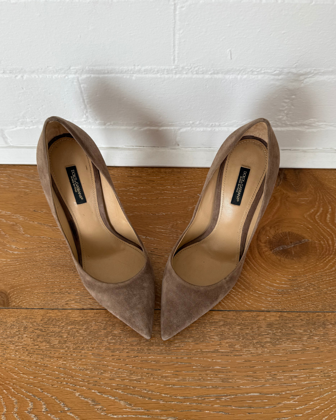Dolce & Gabbana Taupe Suede Pointed Pumps - Size 39