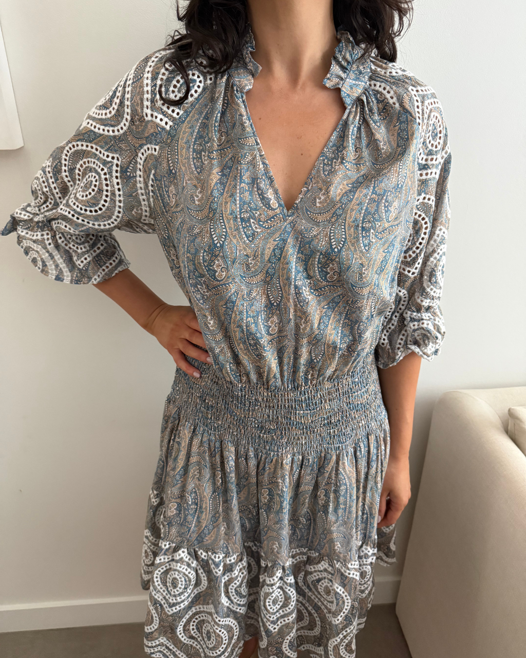 OnceWas Flounce Dress - Size 3 (AU 12)