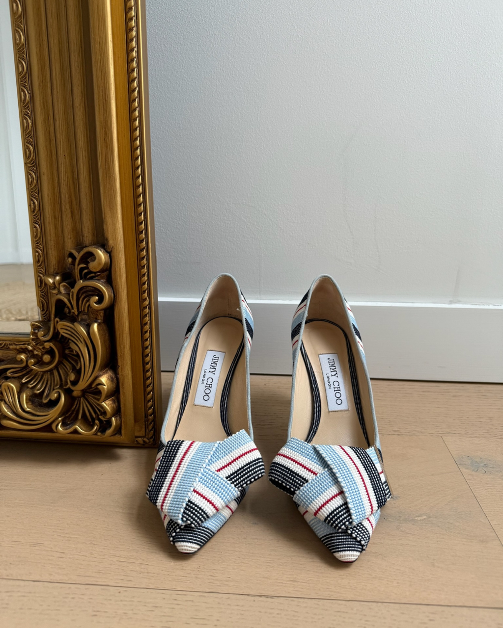 Jimmy Choo Tegan 85 Striped Pumps - Size 37