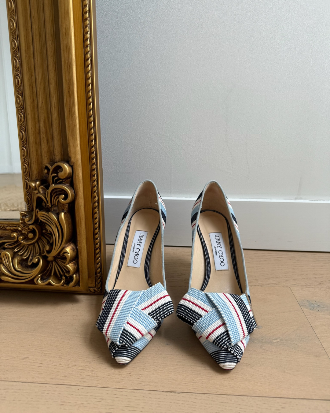 Jimmy Choo Tegan 85 Striped Pumps - Size 37