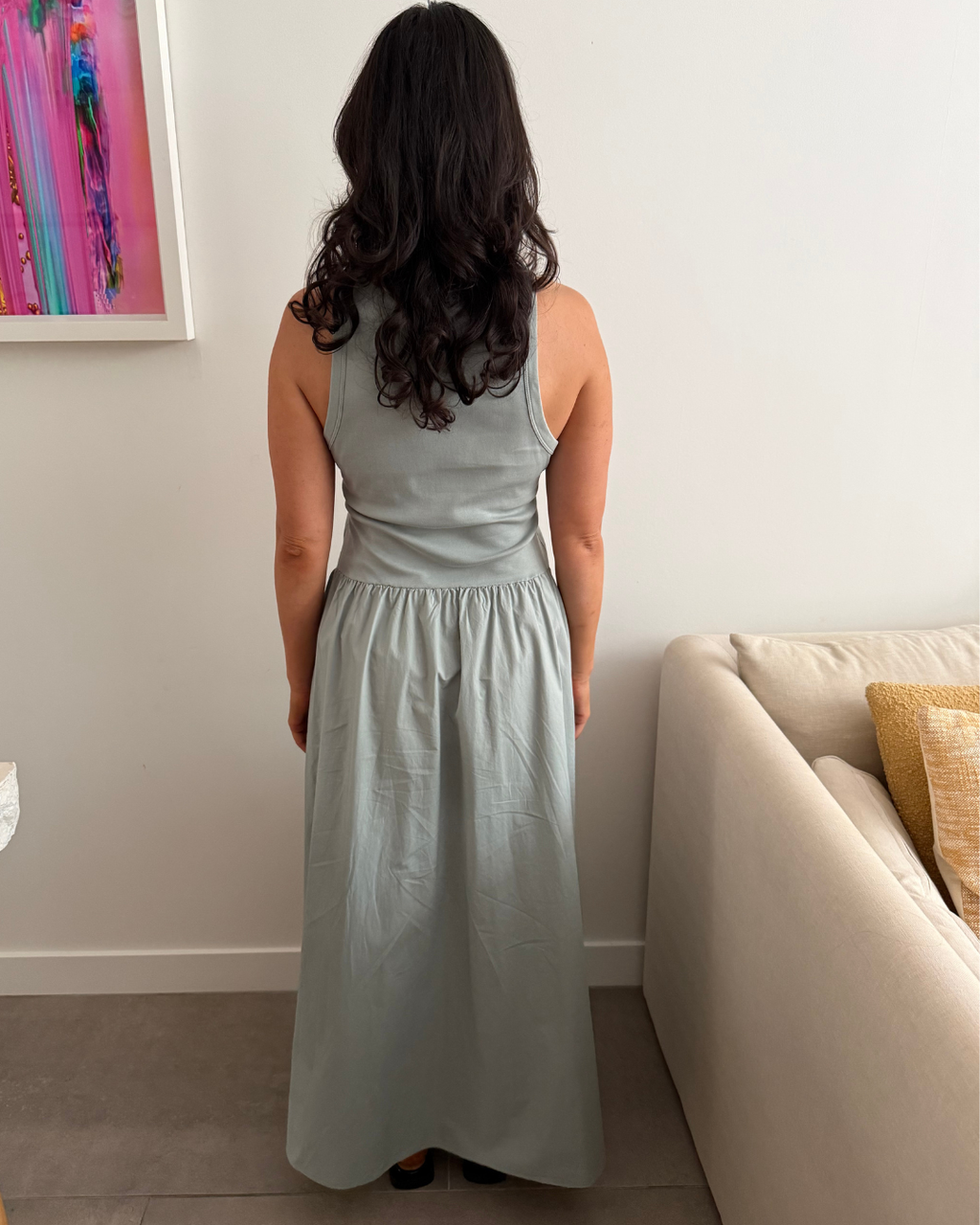 Cos Contrast Panel Maxi Dress - Size Small