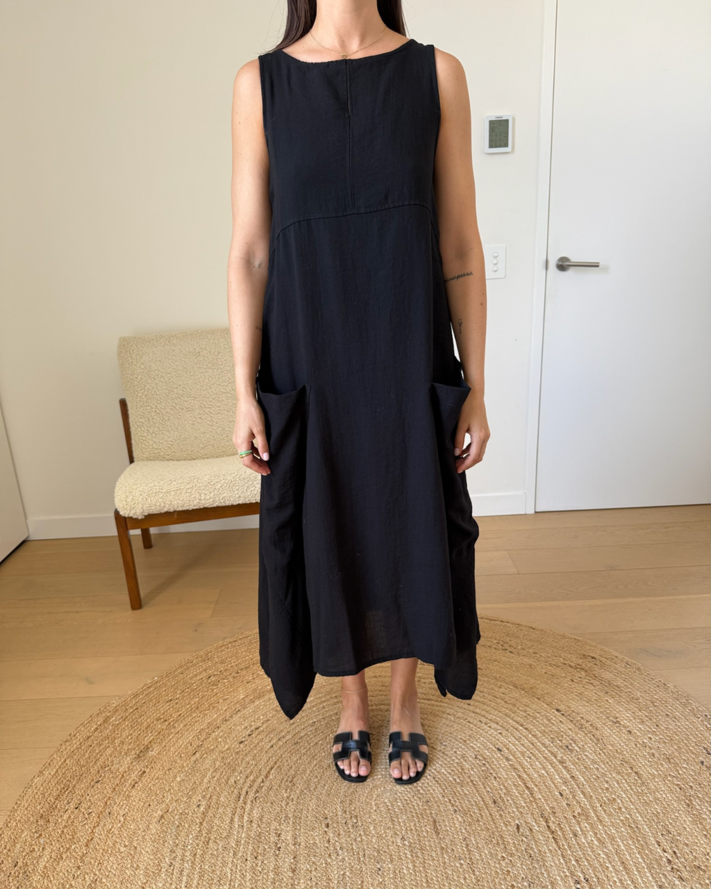 Eva Tralala Black Flowy Dress - Size 2 (AU 10-12)