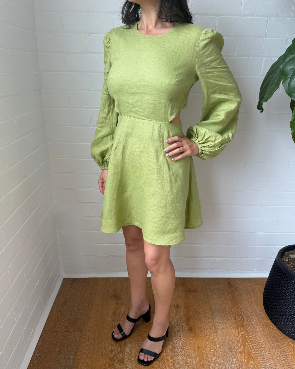 The Wolf Gang Safi Linen Cut Out Dress - Size 8