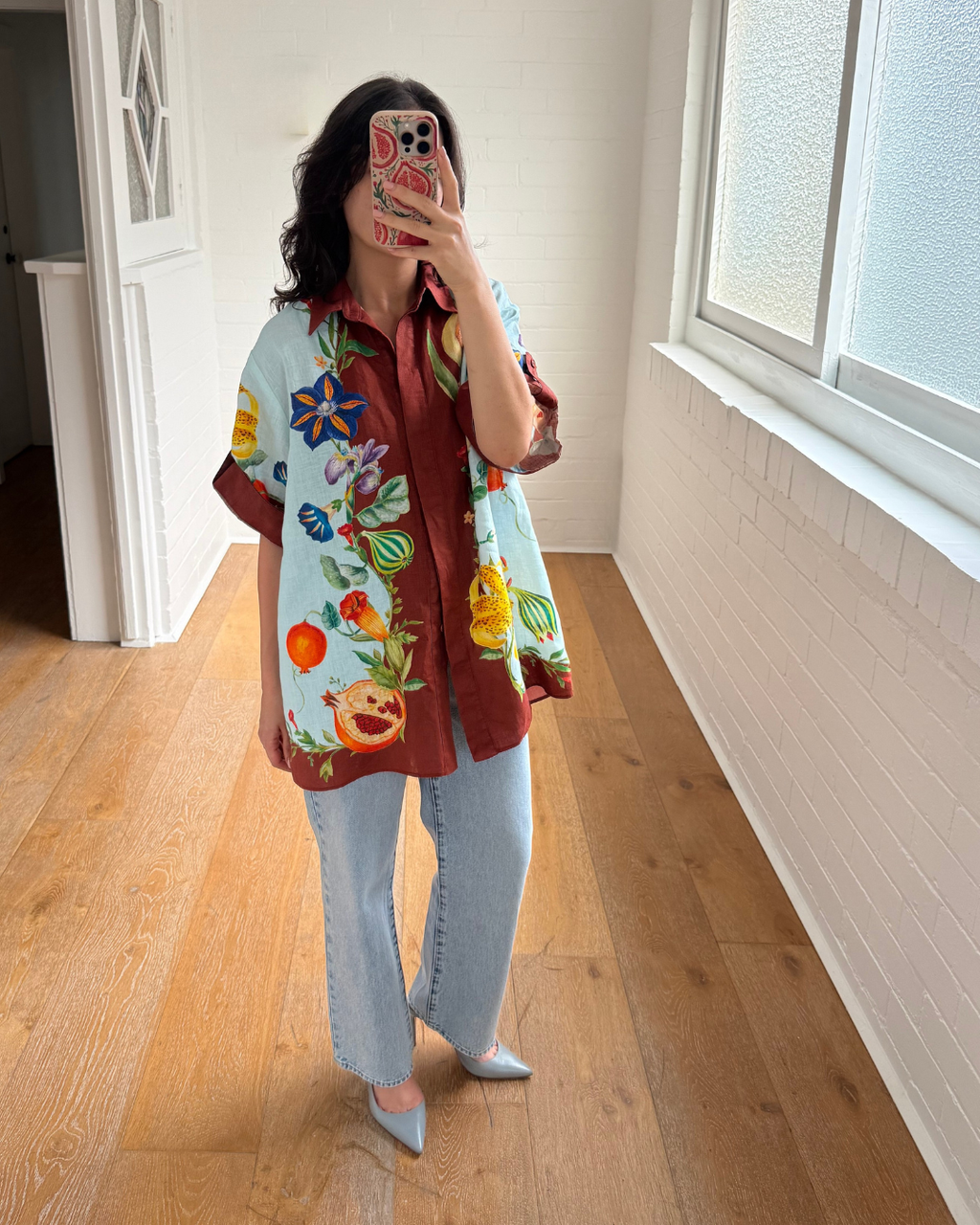 Alemais Dahlia Floral Linen Shirt - Size 8