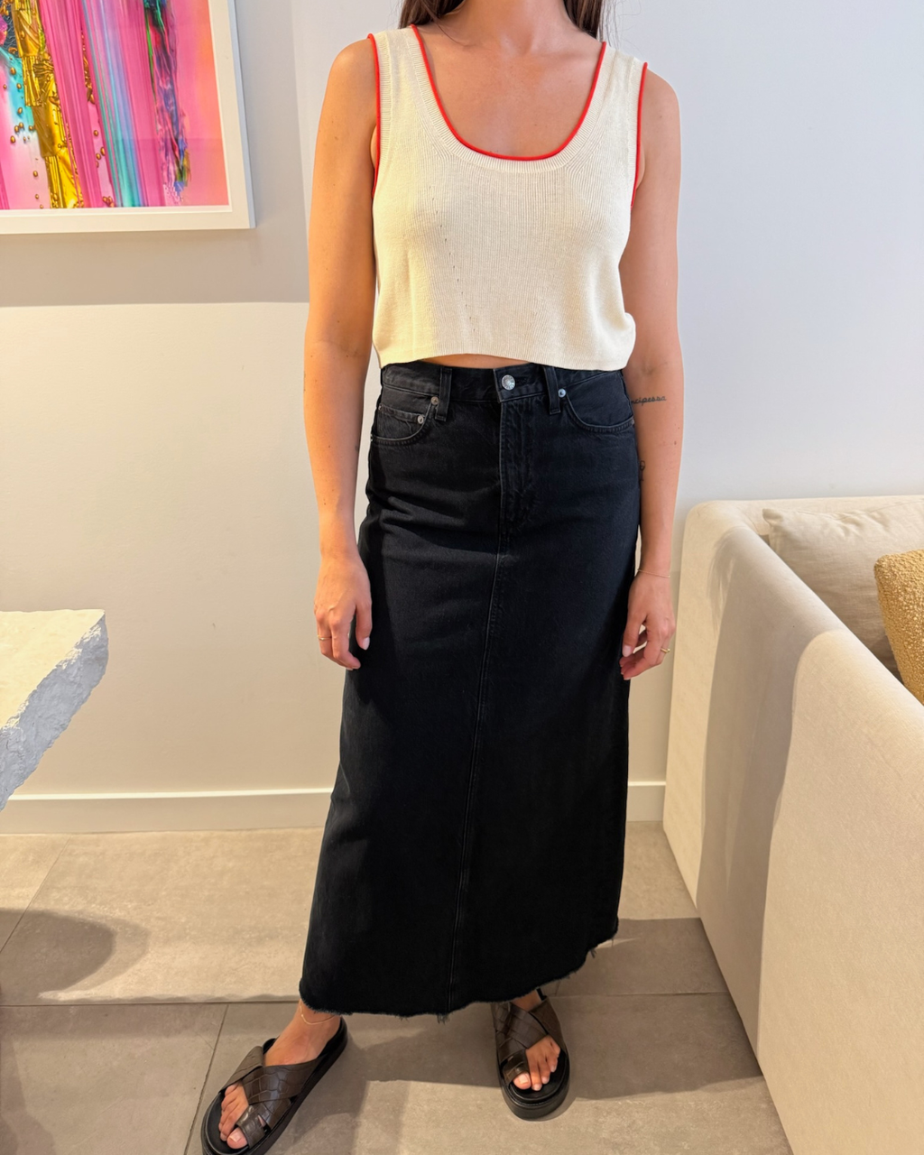 Rowie Zoe Knit Crop Aperol - Size Medium