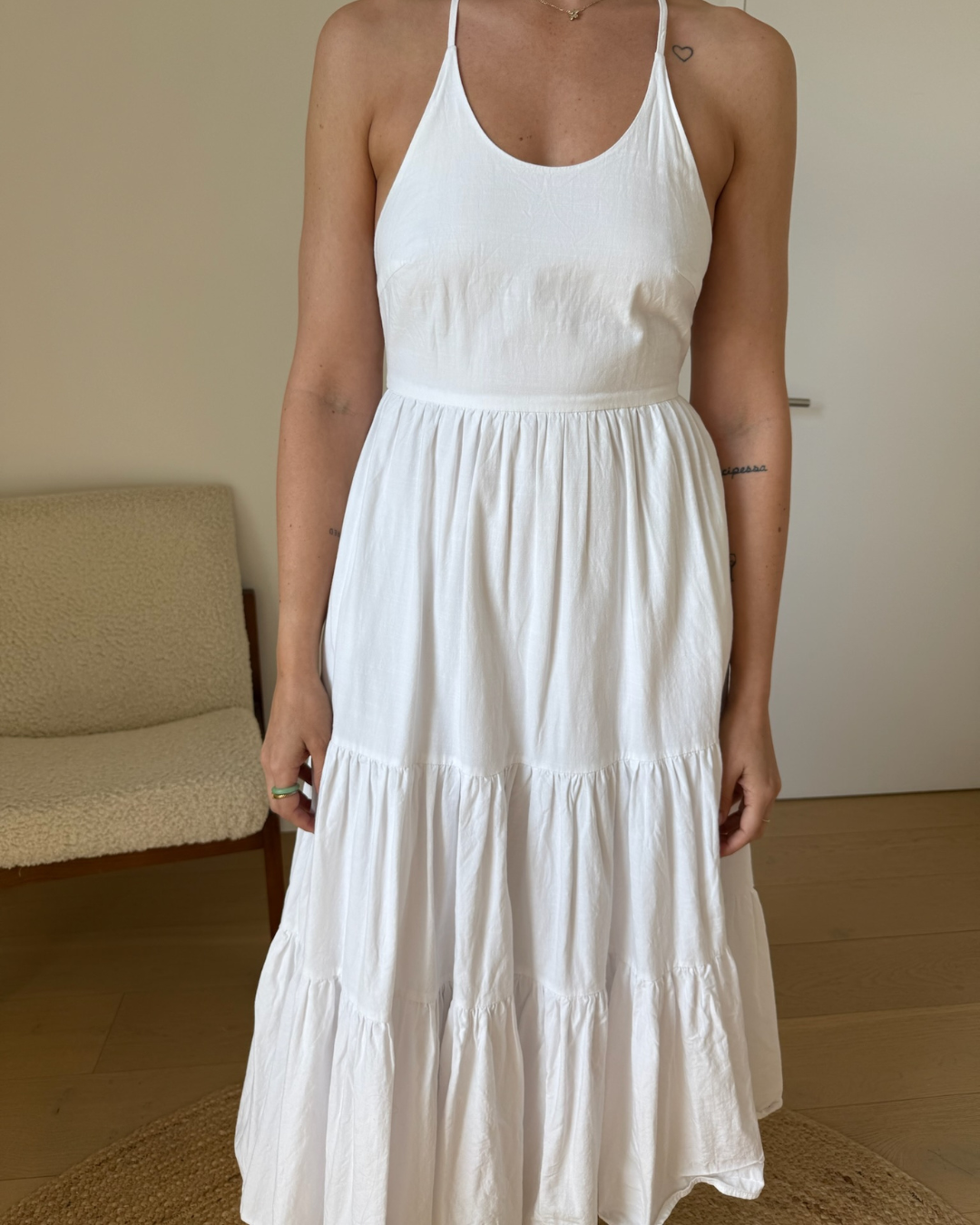 Incu White Halter Midi Dress - Size Small