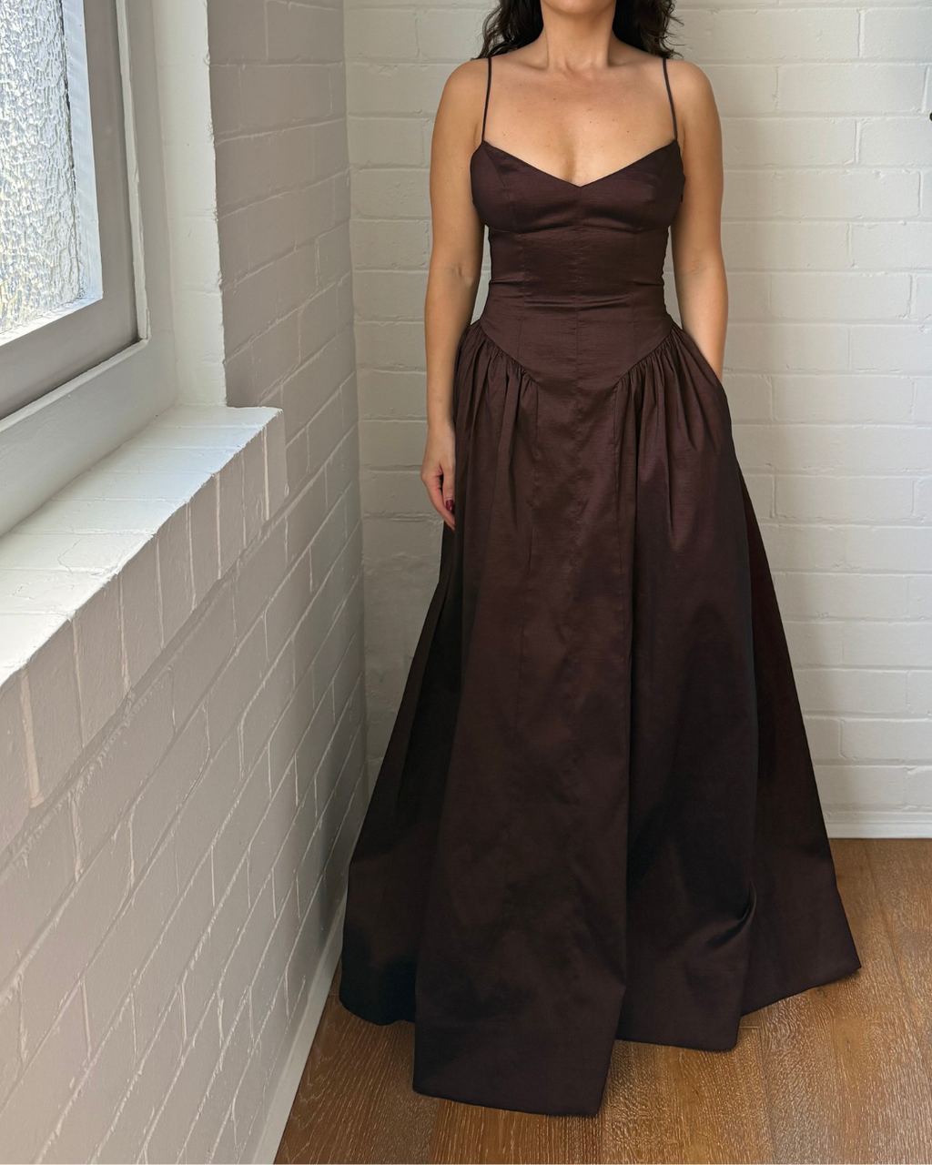Hansen & Gretel Bellini Taffeta Maxi Gown - Size XS