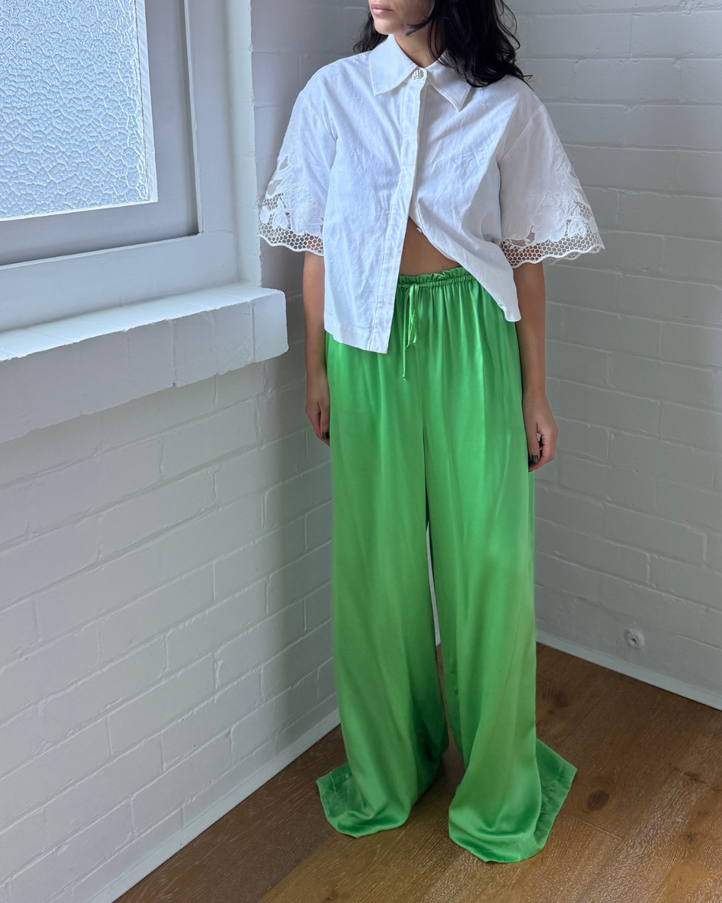 Bec & Bridge Wide Leg Silk Drawstring Pants - Size 10