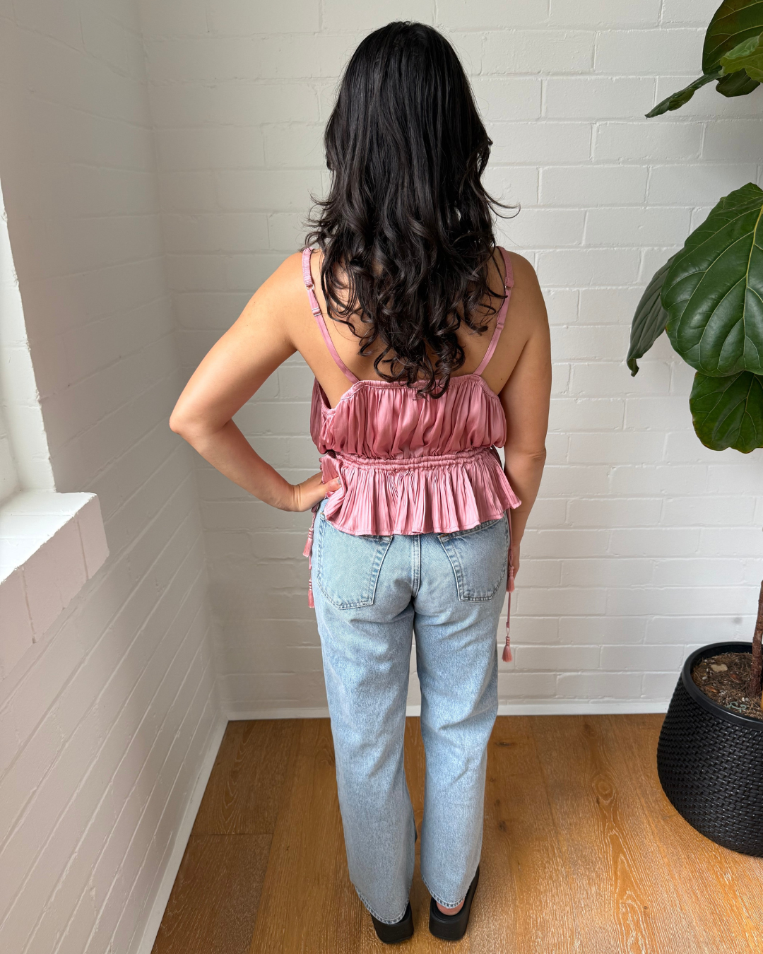 Flannel Pink Ruffle Top - Size 1 (AU 8)