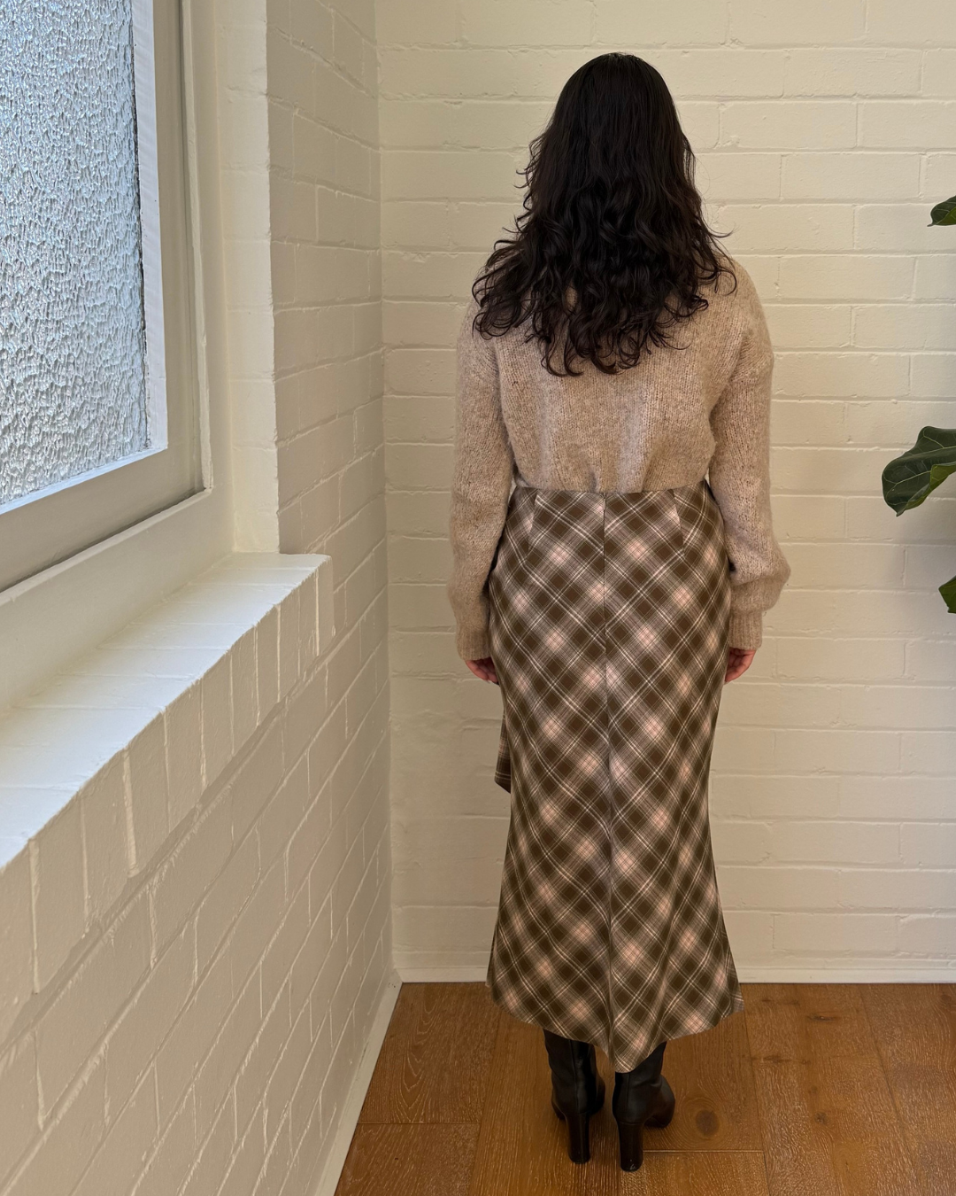 Karen Millen Tailored Check Trim Detail Midi Skirt - Size 10