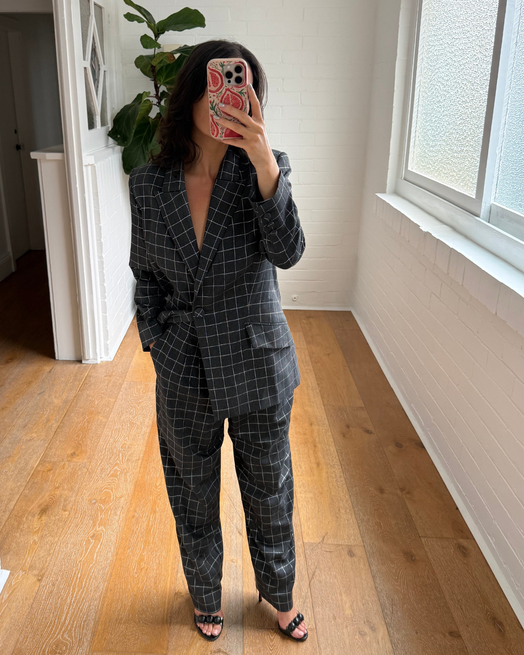 Diida Lurex Check Grey Suit - Size 12