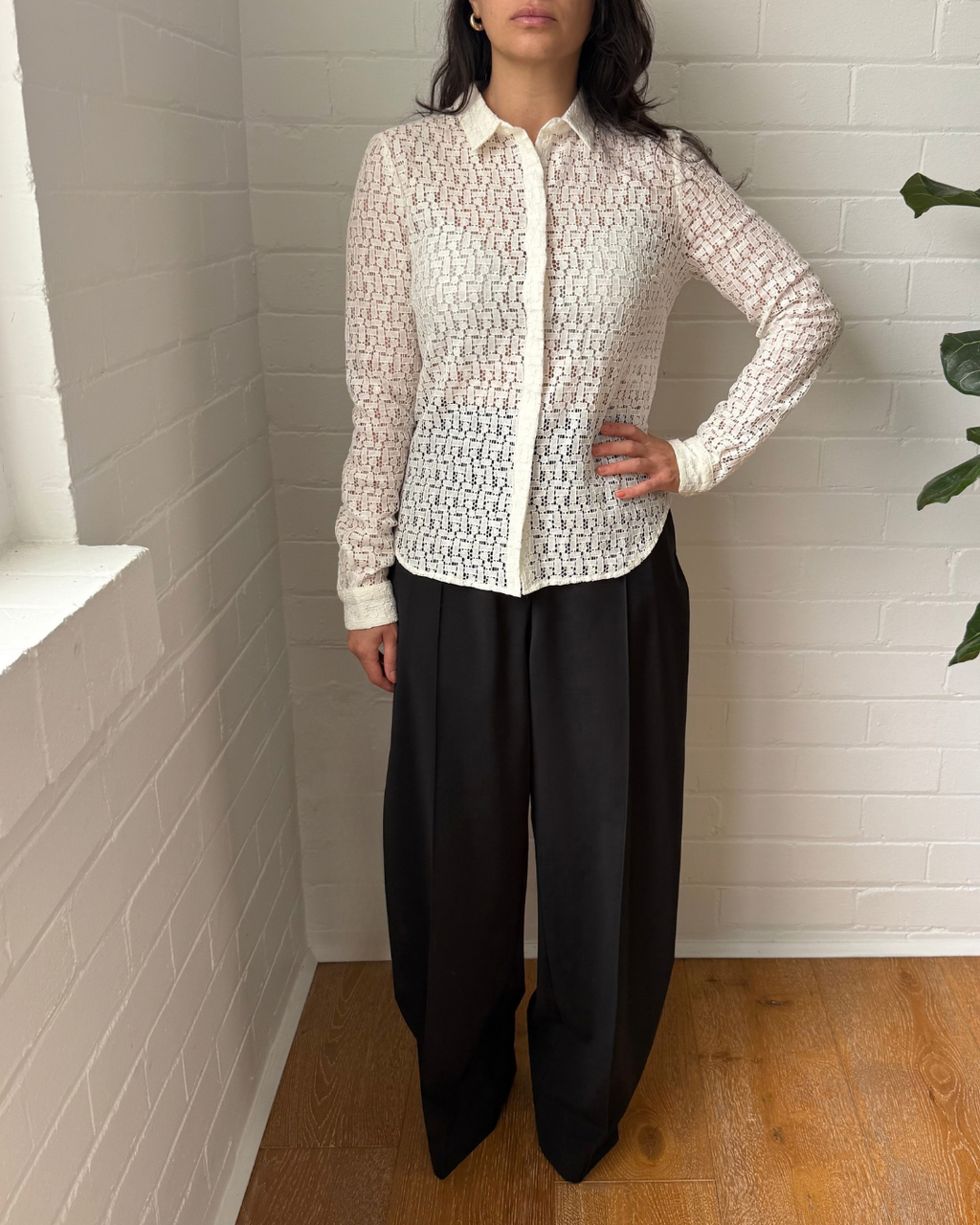Armani Exchange White Lace Shirt - Size 8