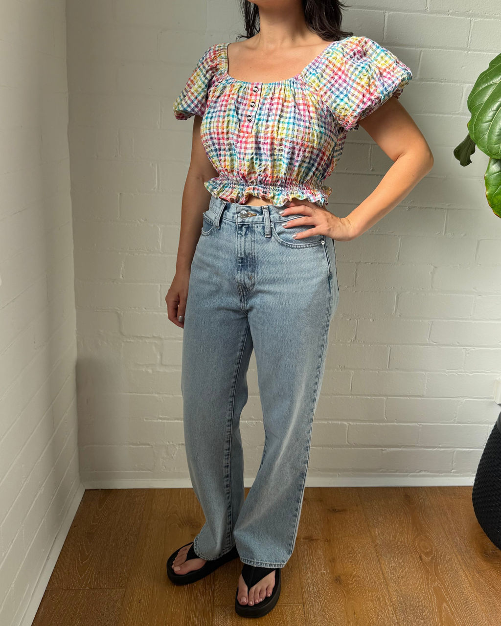 Caroline Constas Bardot Crop Top - Size Large