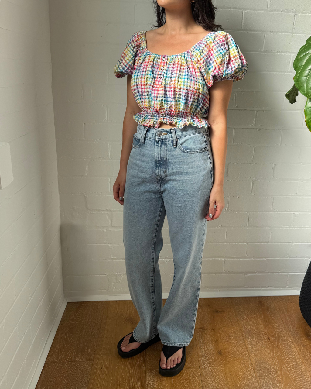 Caroline Constas Bardot Crop Top - Size Large