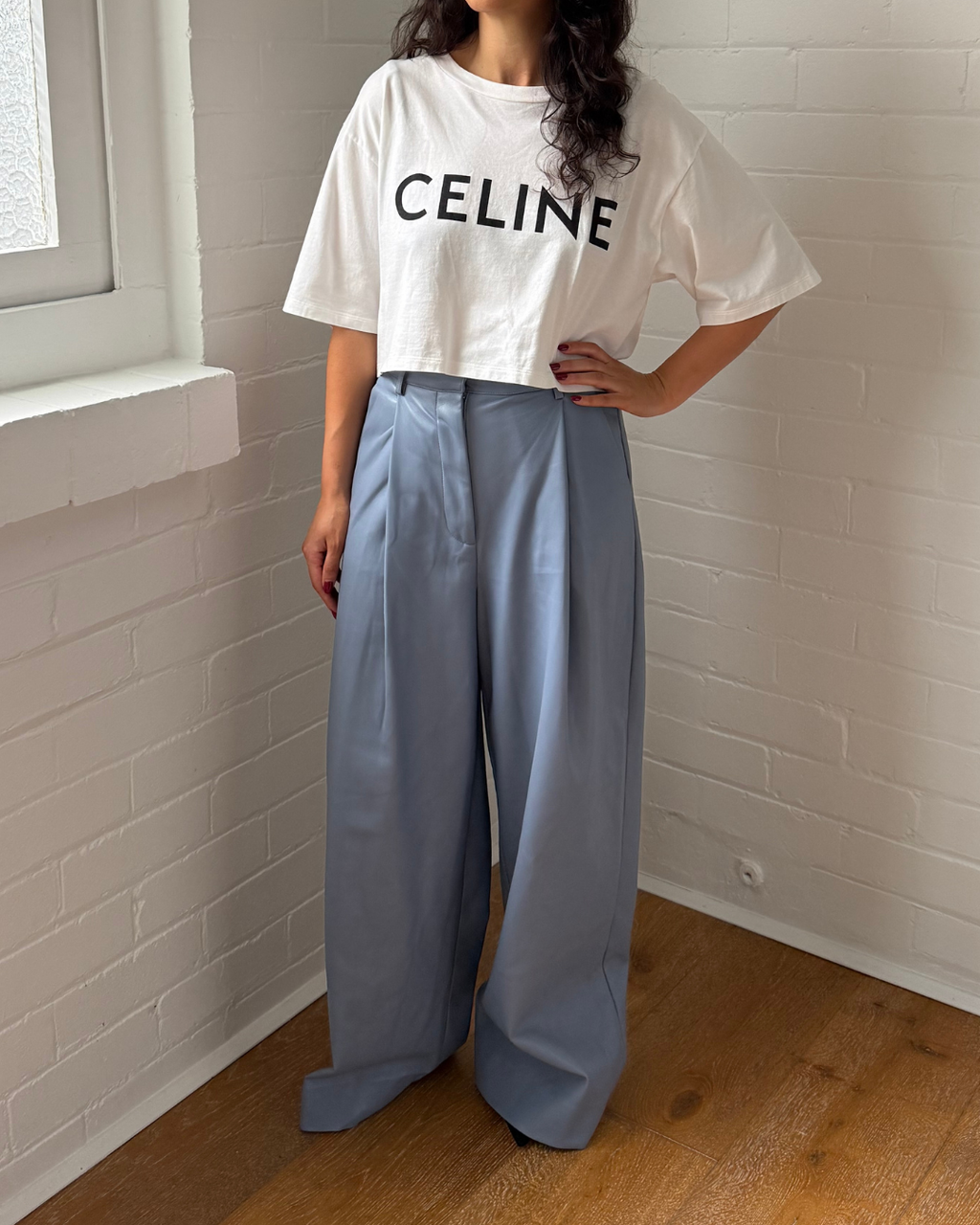 Celine Cropped T-Shirt - Size Medium