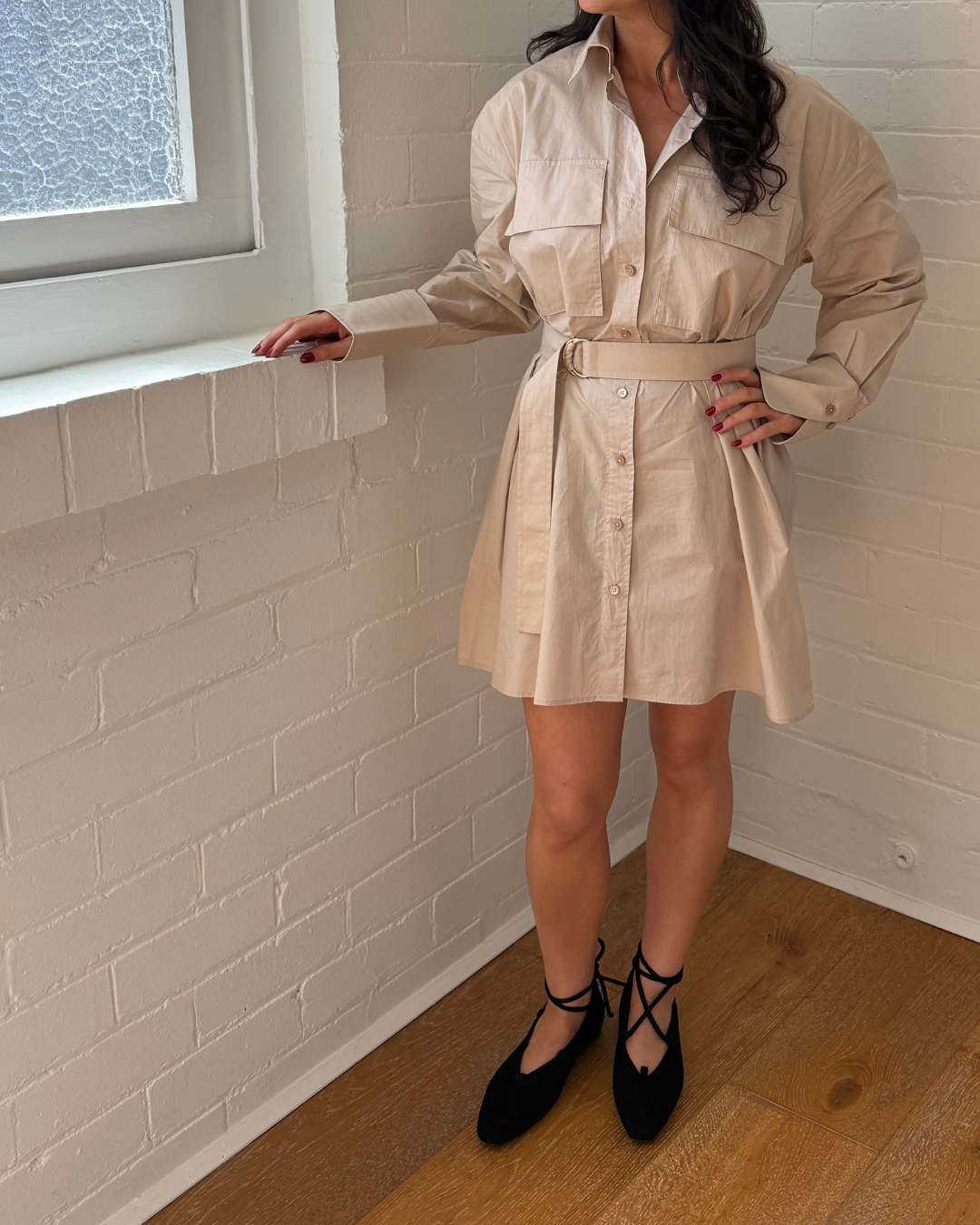 Scanlan Theodore Belted Parachute Shirt Dress - Size 6