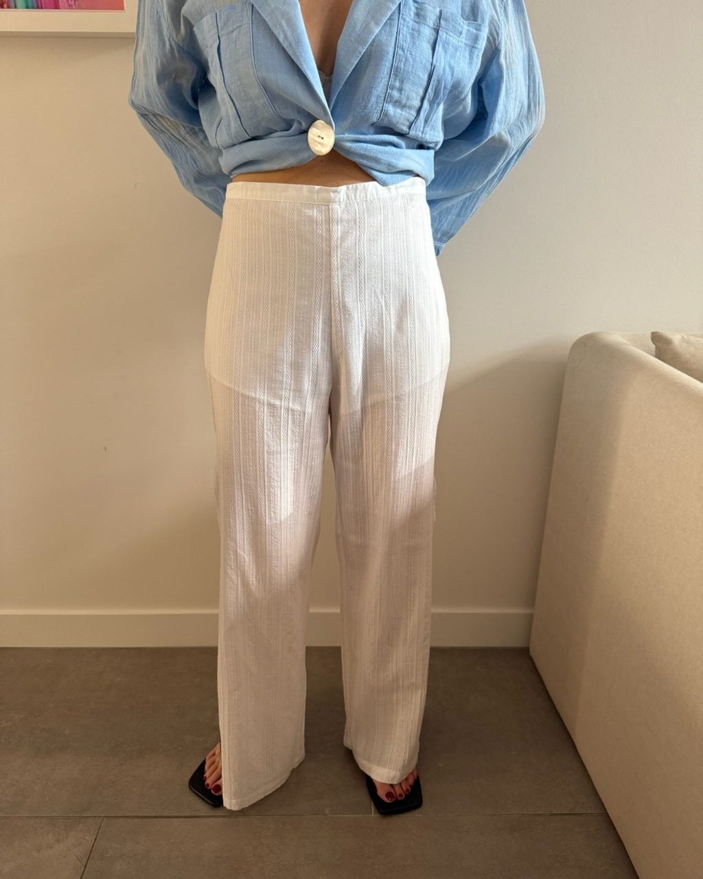 SIR Split Leg Pants White - Size 2 (AU 10)