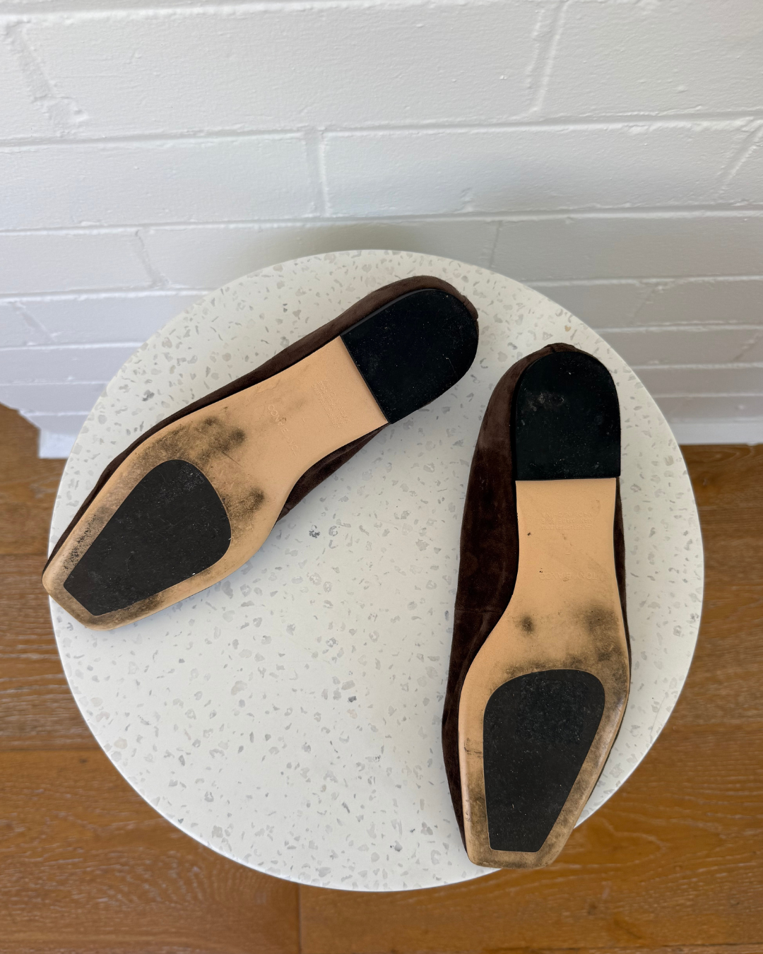 Tony Bianco Espresso Suede Square Toe Ballet Flat - Size 7