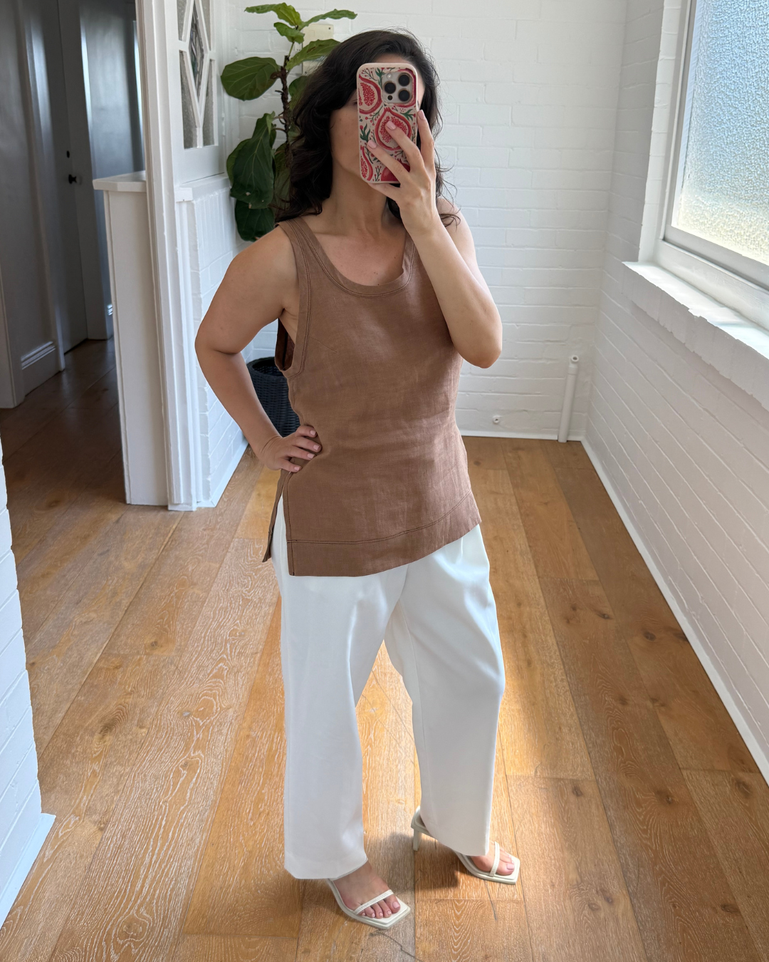 Bassike Linen Slouch Tank - Size 0 (AU 6-8)