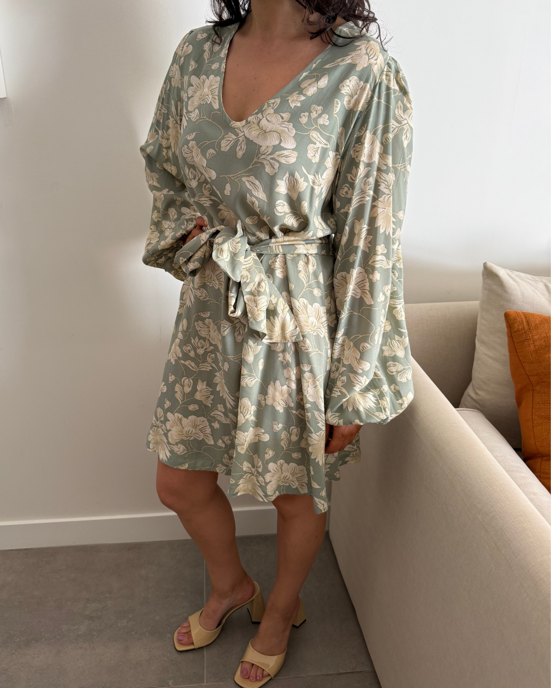 Bird & Kite Green Floral Dress - Size Medium