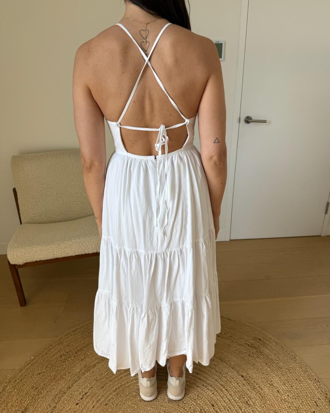 Incu White Halter Midi Dress - Size Small