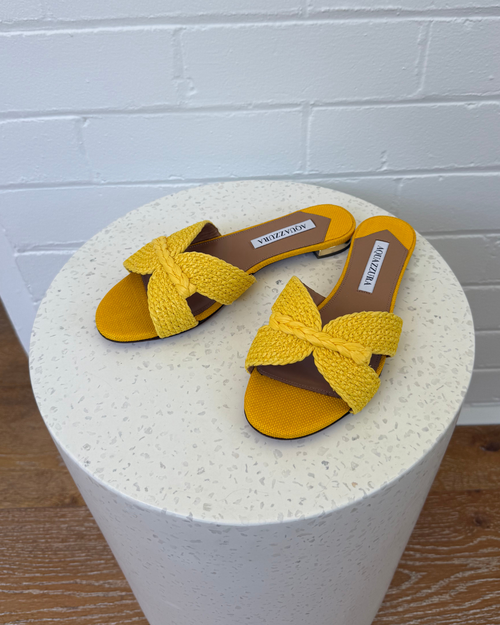 Aquazzura Rope Raffia Slides - Size 37
