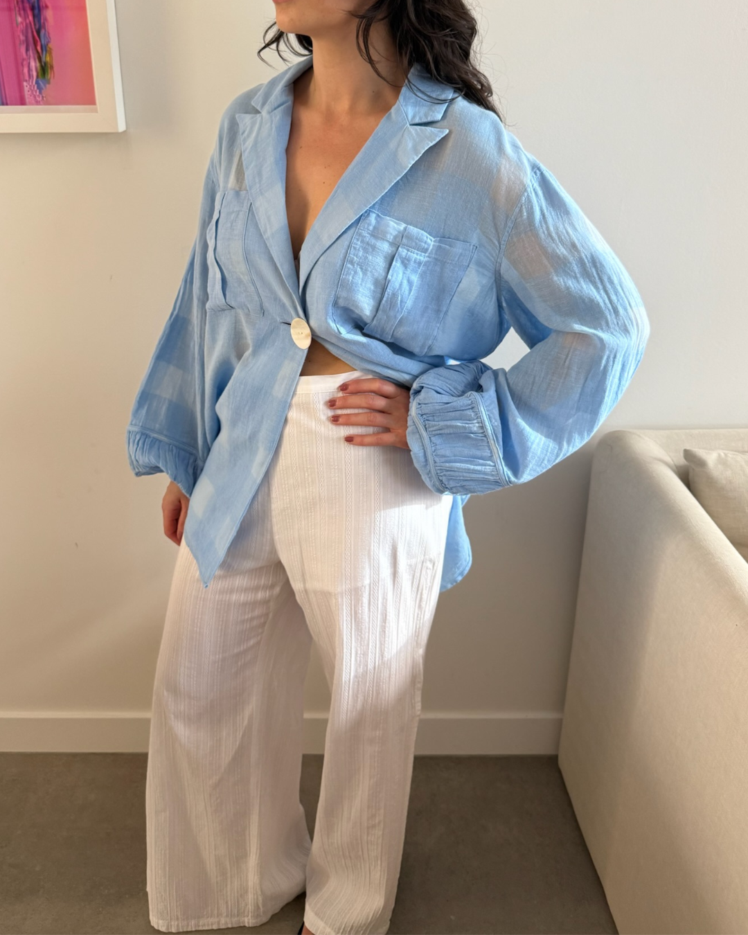 Significant Other Blue Check Woven Shirt - Size 10