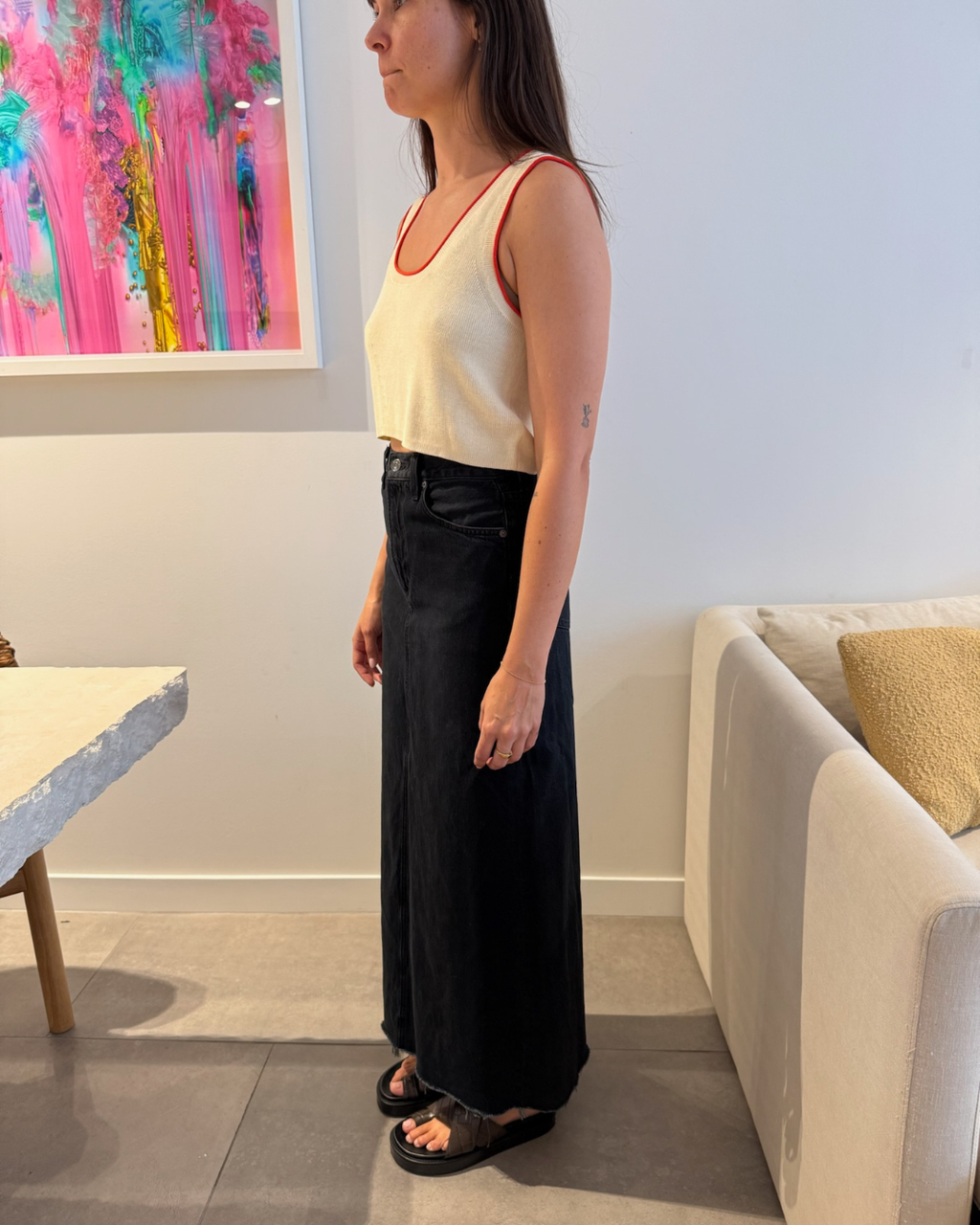 Rowie Zoe Knit Crop Aperol - Size Medium