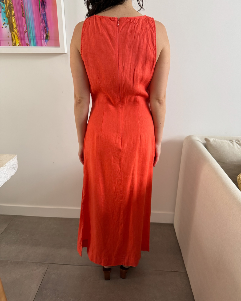 Witchery Boat Neck Midi Dress Tangerine - Size 10