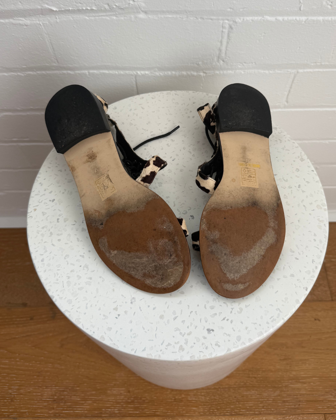 Senso Leopard Print Lace Up Sandals - Size 37