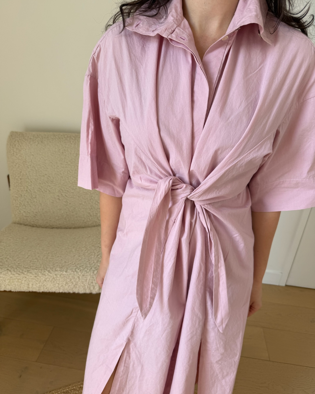 KITX Pink Wrap Shirt Dress - Size Small