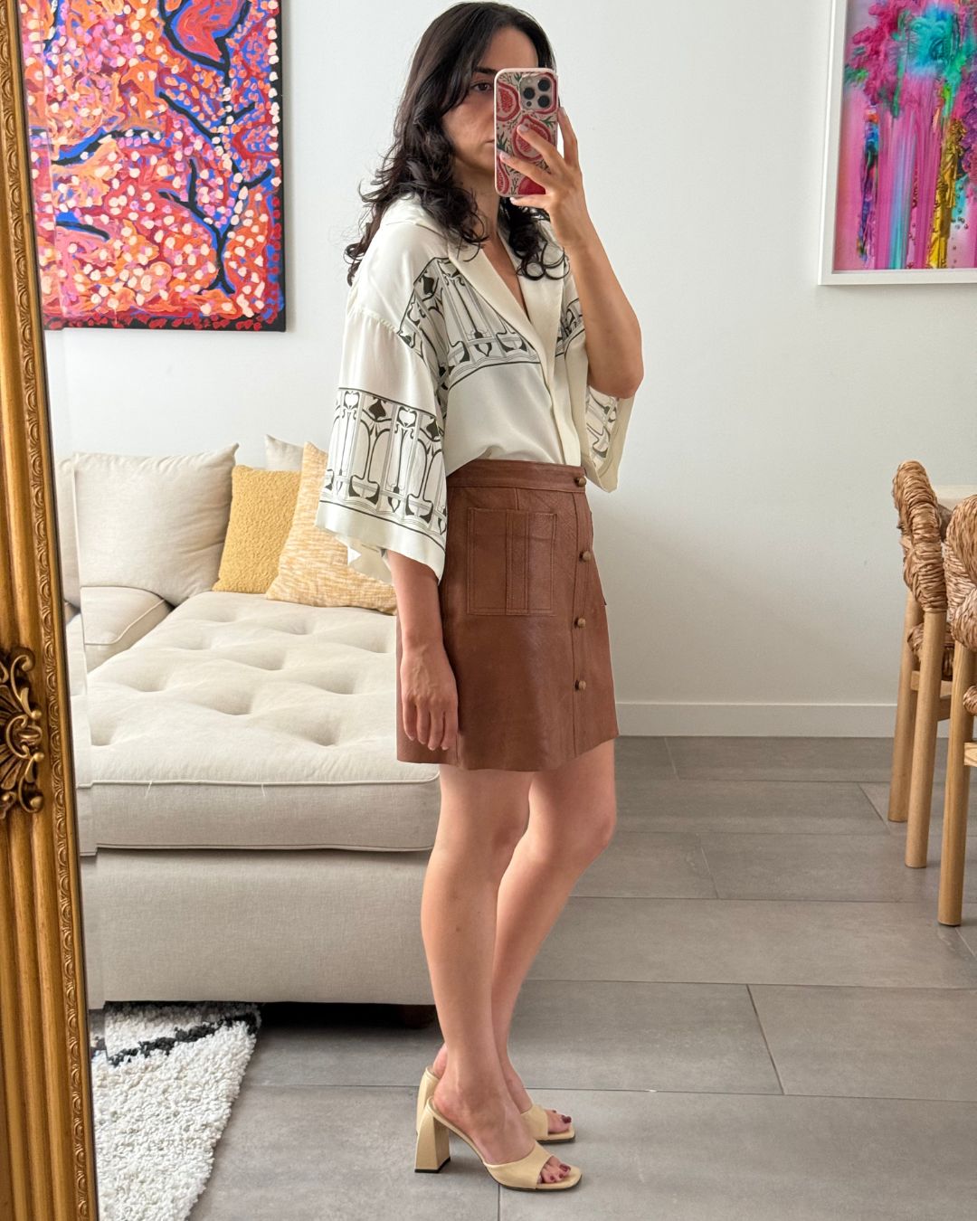 Aje Brown Leather Skirt - Size 12