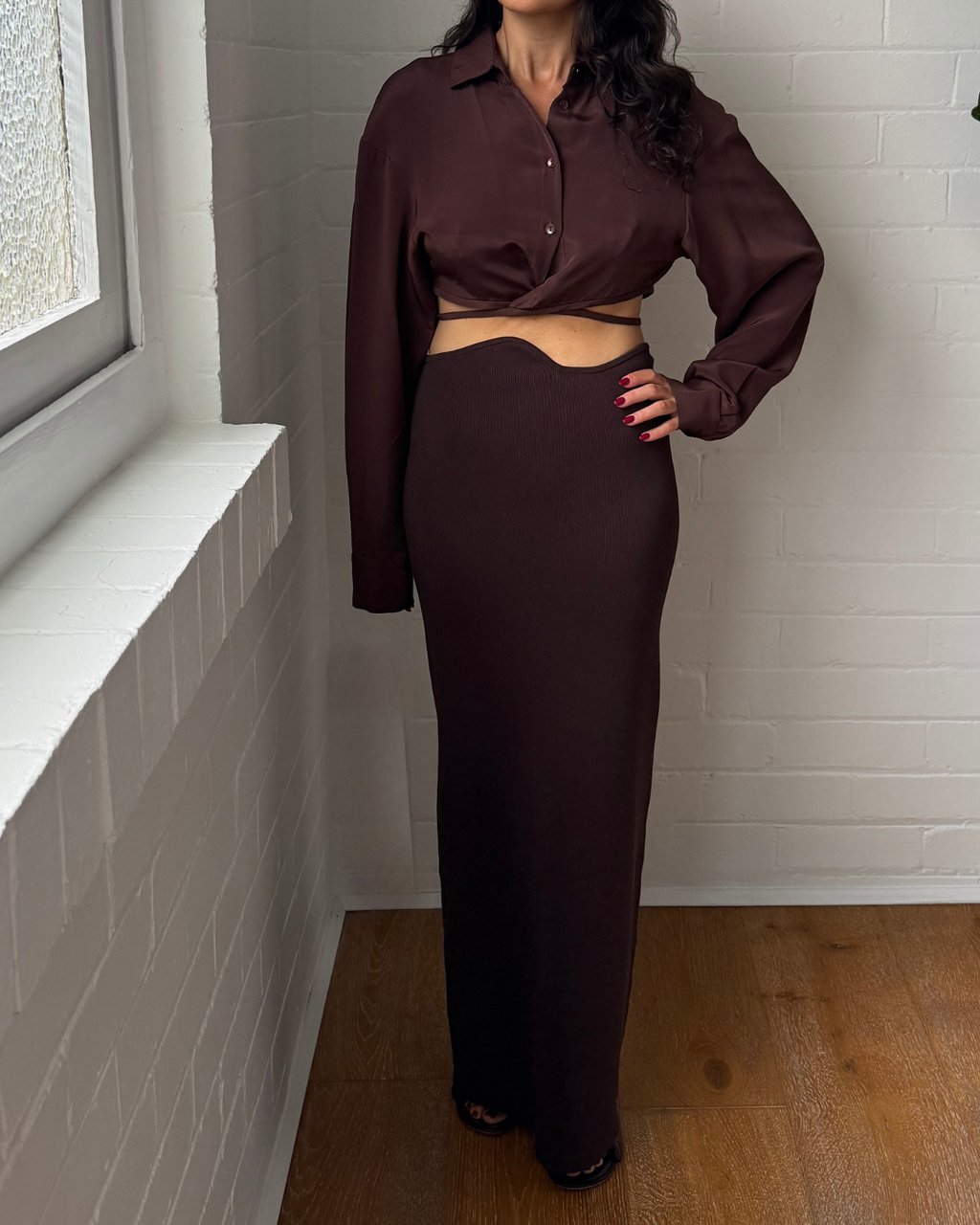 Christopher Esber Cropped Tie Silk Shirt - Size 10