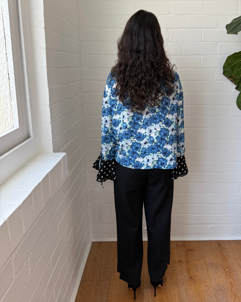 Rixo Fearne Floral and Polka Dot Top - Size Small