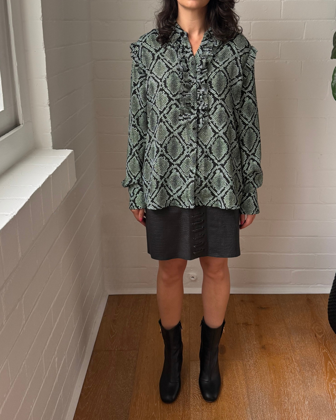 Scotch & Soda Snakeskin Ruffle Blouse - Size Medium