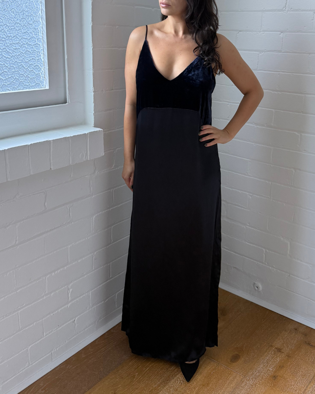 Maje Velvet & Satin Marine Dress - Size 12