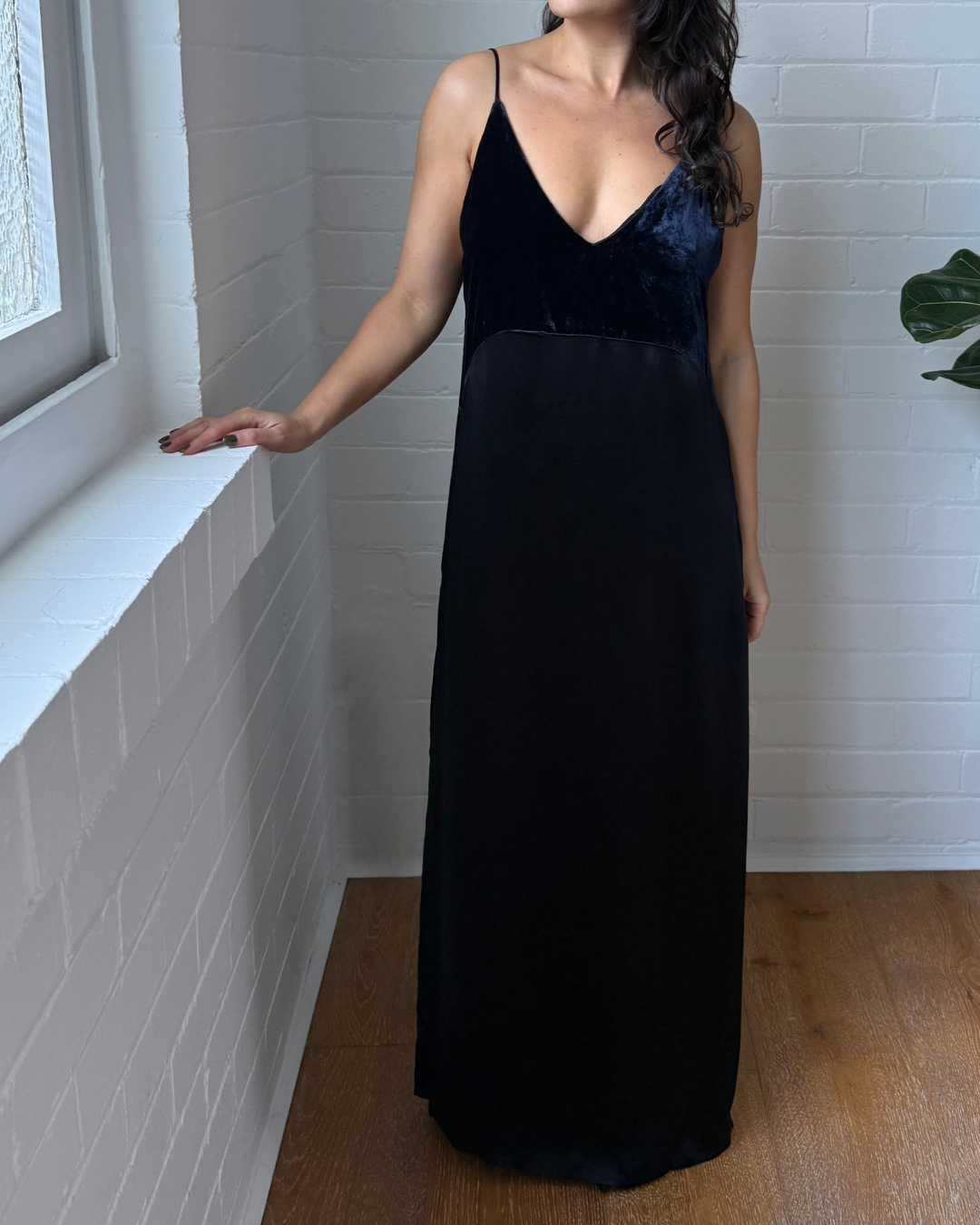 Maje Velvet & Satin Marine Dress - Size 12