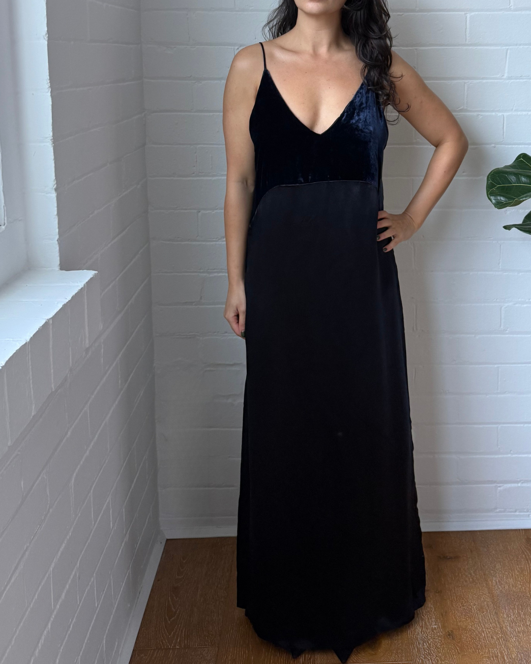 Maje Velvet & Satin Marine Dress - Size 12