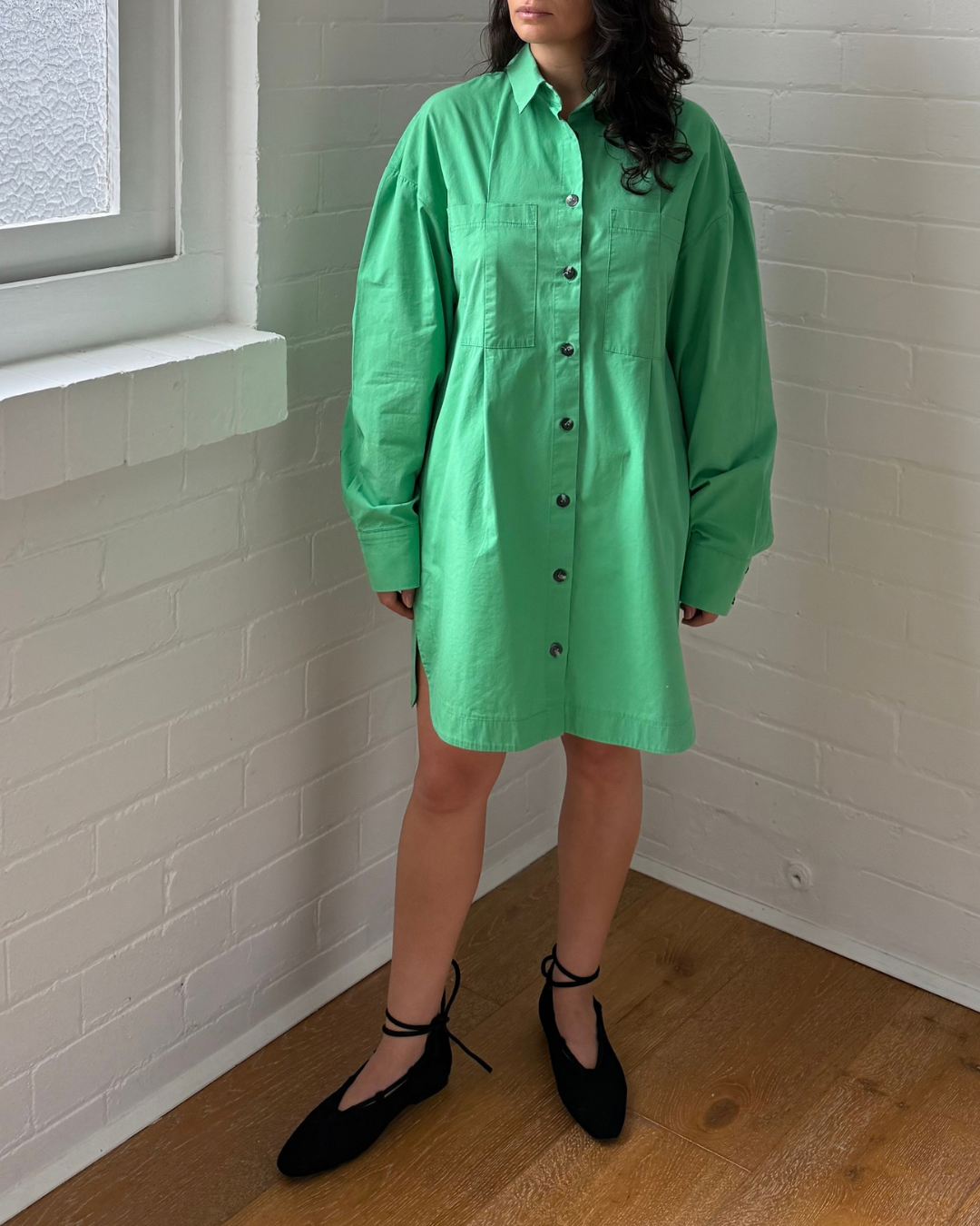 Pfeiffer Green Shirt Dress - Size Small