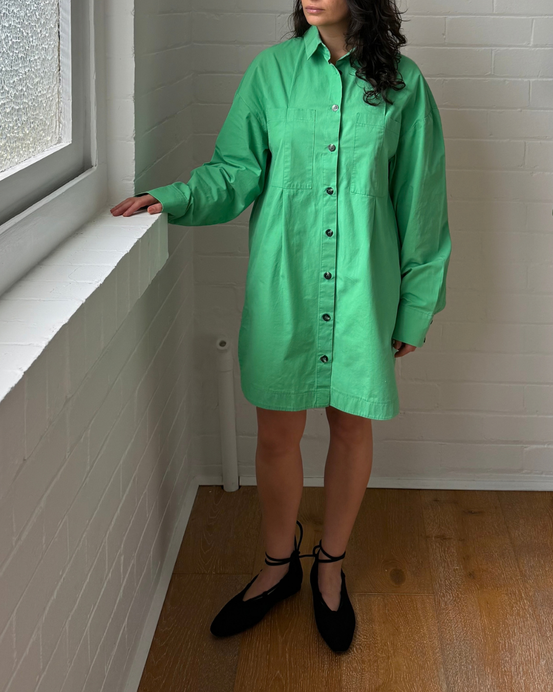 Pfeiffer Green Shirt Dress - Size Small