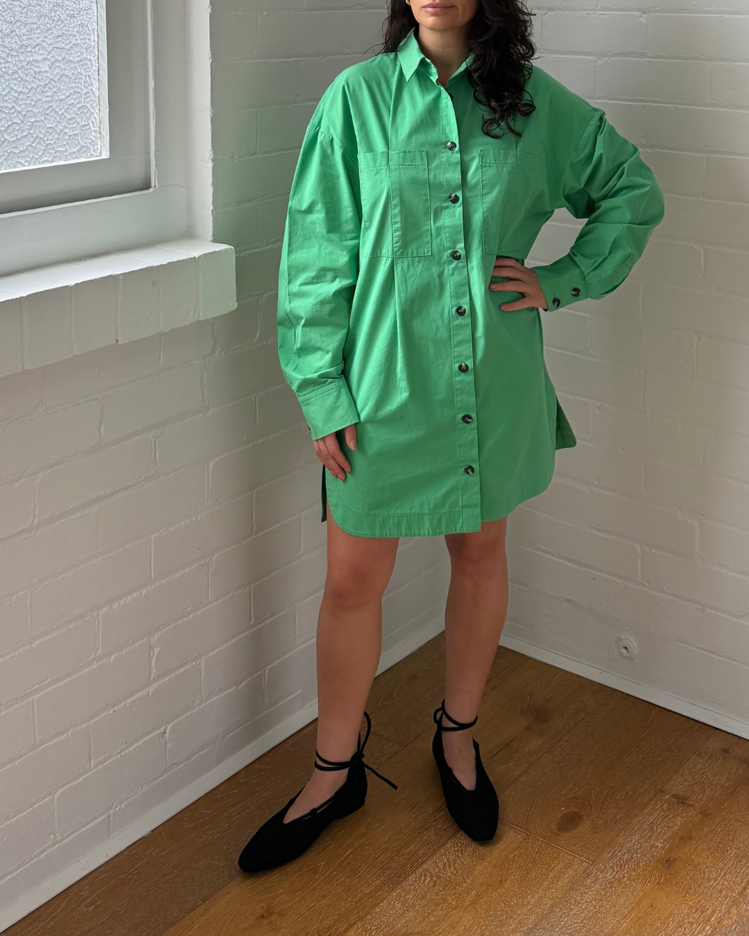 Pfeiffer Green Shirt Dress - Size Small