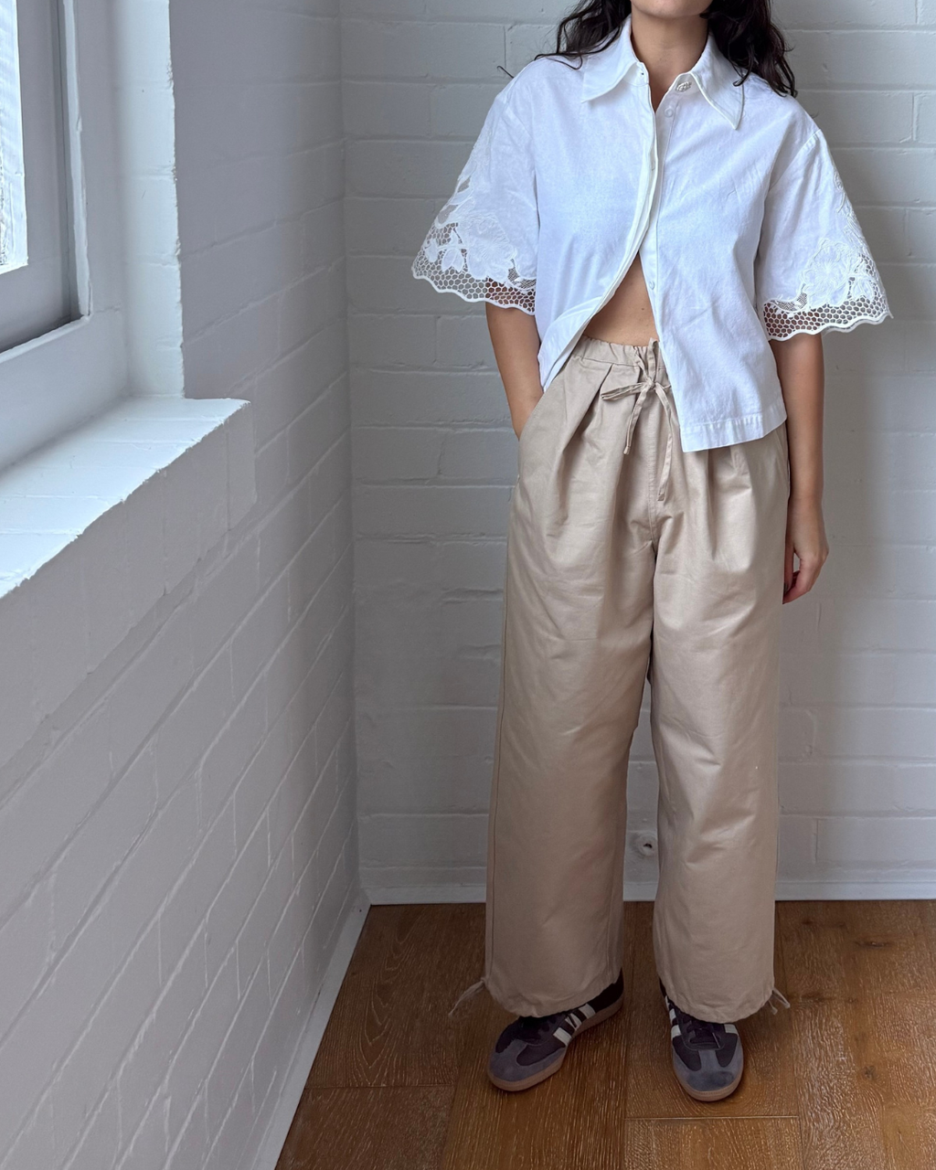 Deiji Studios Drawcord Wide Leg Pants  - Size XS