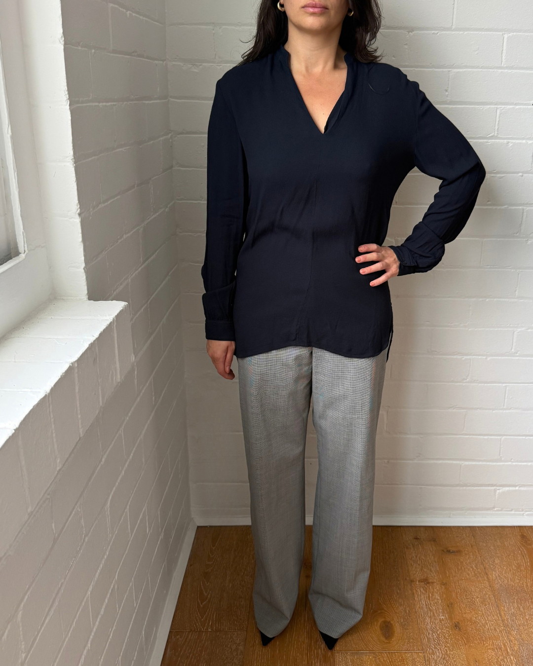 Scanlan Theodore Navy Long Sleeve Blouse - Size 8