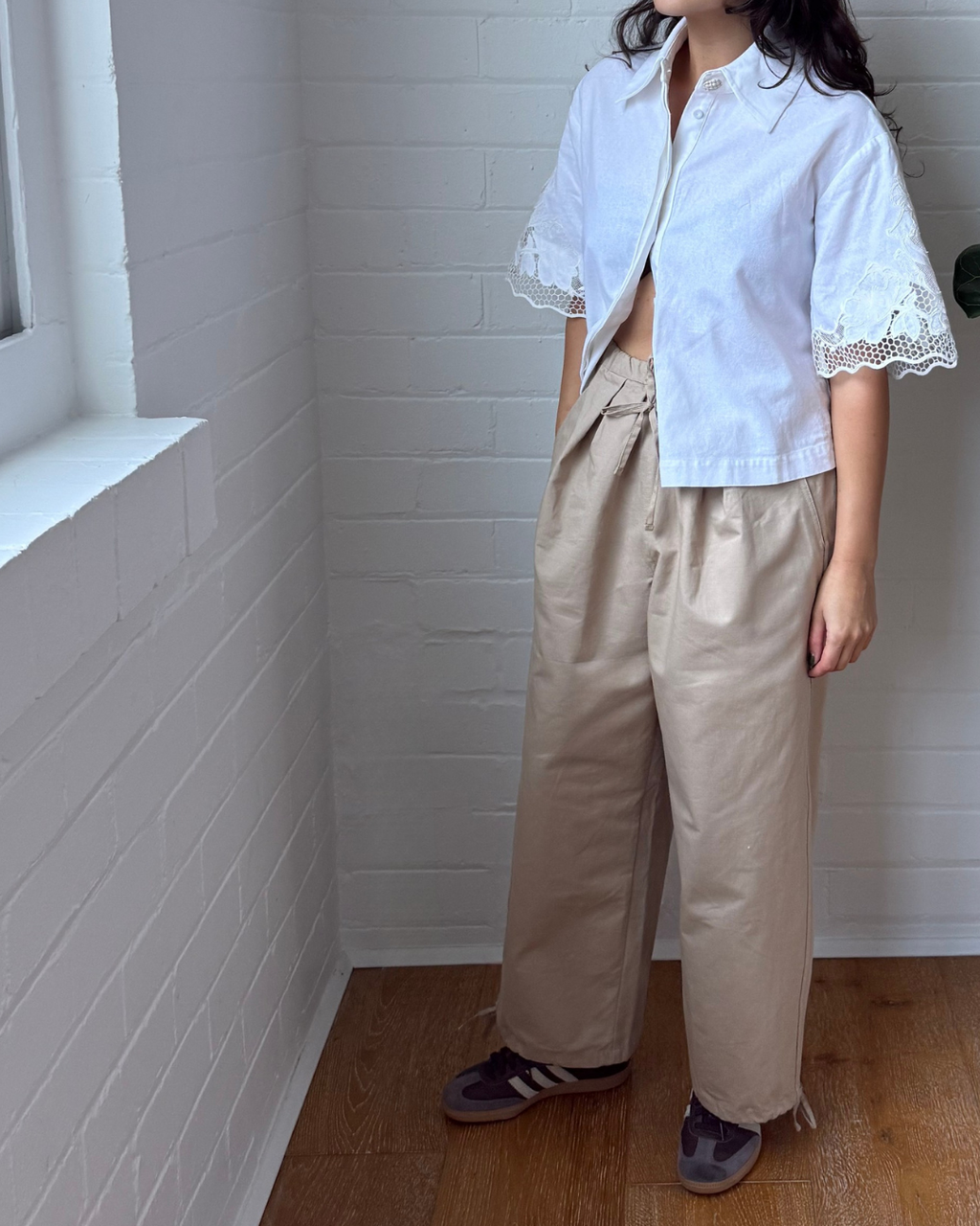 Deiji Studios Drawcord Wide Leg Pants  - Size XS