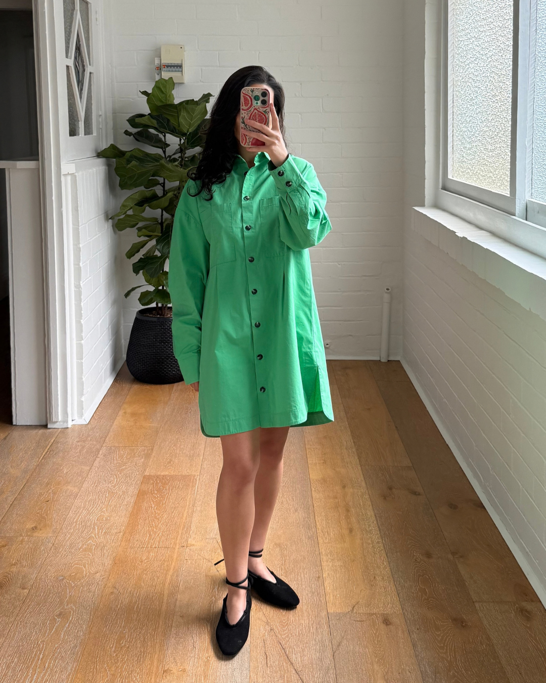Pfeiffer Green Shirt Dress - Size Small