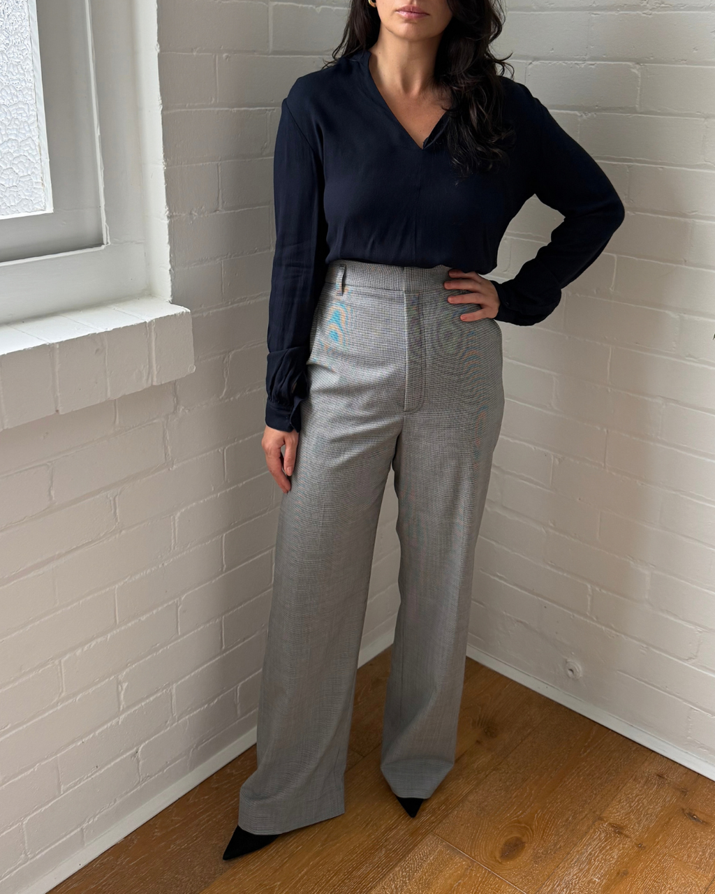Scanlan Theodore Navy Long Sleeve Blouse - Size 8