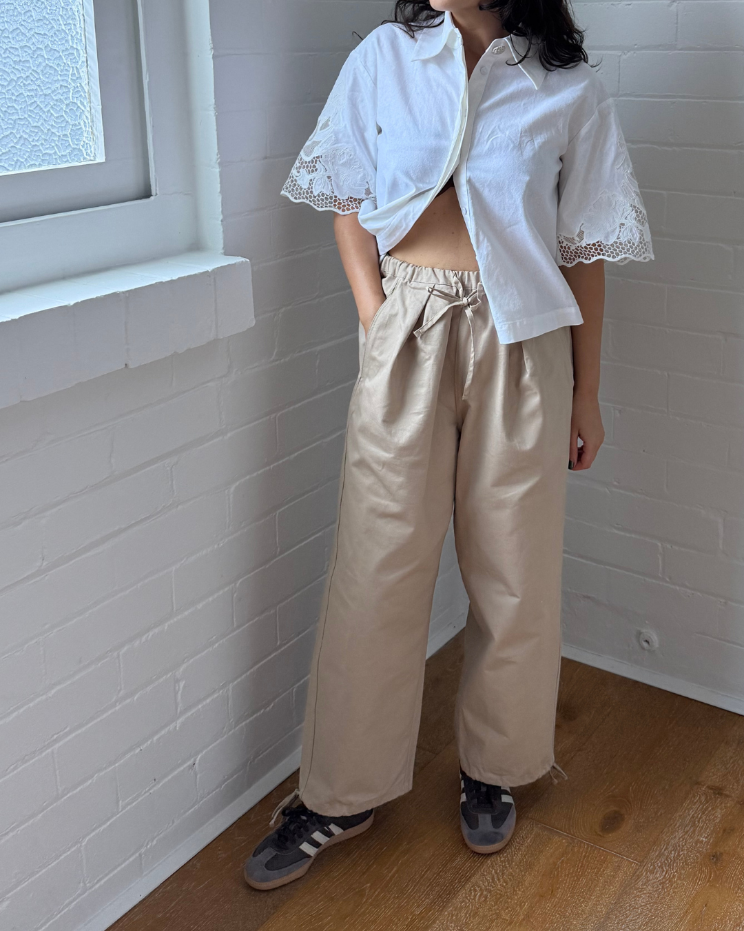 Deiji Studios Drawcord Wide Leg Pants  - Size XS