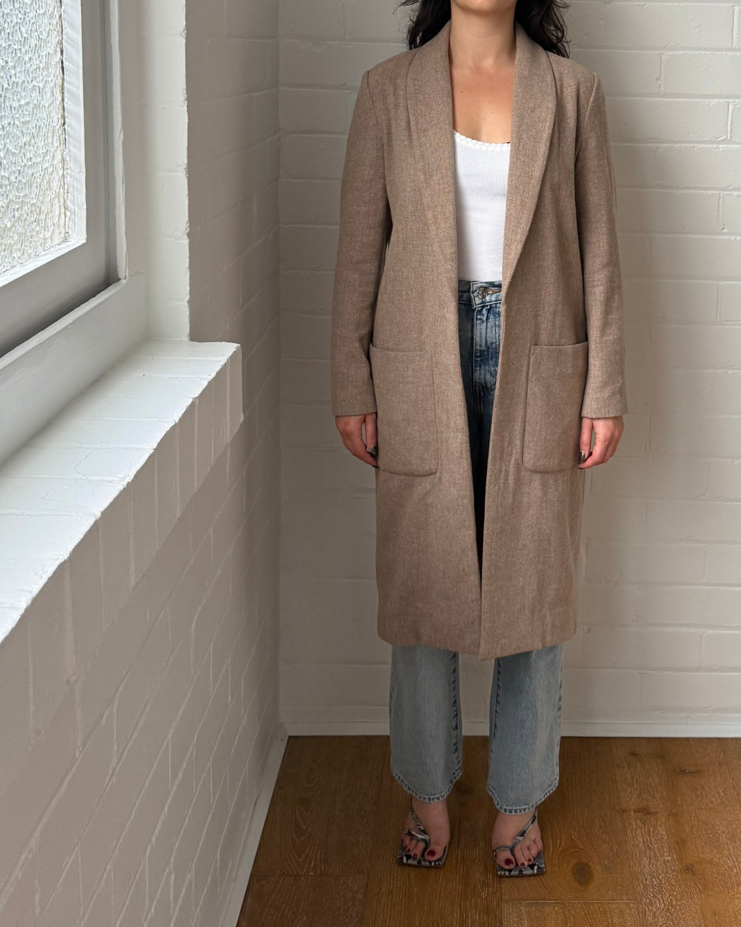 Incu Longline Wool Blend Coat - Size XS